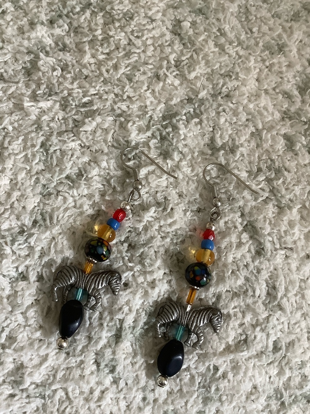 Zebra Carrousel Fashion Pierced Earrings Handcrafted Artistic Creations NWT
